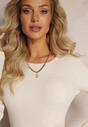 Pulover Bej Deschis Tricotat Jacquard cu Nasturi Amillian