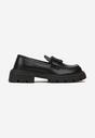 Mocasini Negri Gleznă cu Cataramă Decorativă și Brant din Piele Naturală Aglemia