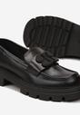 Mocasini Negri Gleznă cu Cataramă Decorativă și Brant din Piele Naturală Aglemia