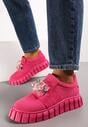 Fuksjowe Wsuwane Sneakersy na Platformie z Kryształkami Alexelina