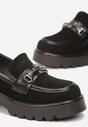 Mocasini Negri Slip-On cu Aplicație Metalică pe Talpă Groasă Breez