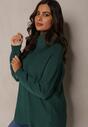 Golf Verde din Țesătură Netedă cu Manșete la Mâneci