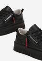 Czarne Buty Sportowe Sneakersy na Żłobionej Platformie ze Skórzaną Wkładką Oilitana