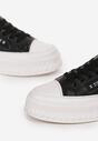 Czarno-Białe Buty Sportowe Sneakersy na Żłobionej Platformie ze Skórzaną Wkładką Oilitana