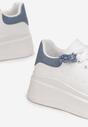 Biało-Niebieskie Sneakersy przed Kostkę na Platformie Phani