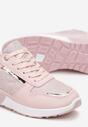 Różowe Płaskie Sneakersy Sznurowane z Brokatowymi Wstawkami Raflia