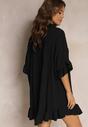Rochie Neagră Mini Cu Nasturi Cu Guler Cu Pliuri Steplia