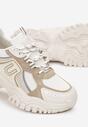 Sneakers Bej Platforma Talpă Groasă Inserții Colorate Decorație Metalică Paussa