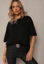 Czarny Bawełniany T-shirt Oversize Thenika