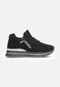 Sneakerși Negri Înnodați cu Fermoar și Inserție Metalică pe Talpă Joasă Foleen