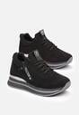 Sneakerși Negri Înnodați cu Fermoar și Inserție Metalică pe Talpă Joasă Foleen