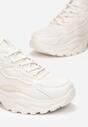 Beżowe Płaskie Sznurowane Sneakersy na Grubej Podeszwie Derry