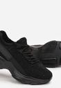 Czarne Sznurowane Sneakersy z Ozdobnymi Cyrkoniami na Płaskiej Grubej Podeszwie Imria