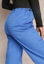 Niebieskie Szerokie Spodnie ze Stoperami i Marszczoną Talią Nirli