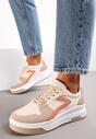 Sneakers Bej Închis cu Talpă Groasă Șireturi și Cusături Mailey