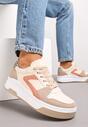 Sneakers Bej Închis cu Talpă Groasă Șireturi și Cusături Mailey