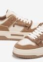 Ciemnobeżowe Płaskie Sneakersy na Grubej Podeszwie z Podwójnym Sznurowaniem Eliannah