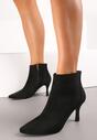 Botine Negre cu Fermoar pe Toc Mic din Imitatie de Camos Ruriana