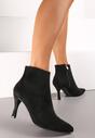 Botine Negre cu Fermoar pe Toc Mic din Imitatie de Camos Ruriana