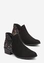 Botine negre stil cowboy cu imprimeu toc mic Kazams