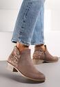 Cizme maro deschis stil cowboy cu imprimeu toc mic Kazams