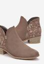 Cizme maro deschis stil cowboy cu imprimeu toc mic Kazams