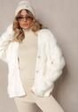Cardigan Alb Încheiat cu Nasturi din Material Pufos Ralioppe