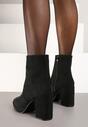 Botine negre cu tiv ajustabil pe toc Mutias