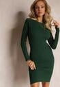 Rochie mini verde închis cu dungi cambrată cu mânecă lungă Annkatrise