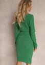 Set Verde din Tricot din 2 Piese Cardigan și Rochie Midi Liomina