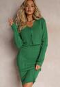 Set Verde din Tricot din 2 Piese Cardigan și Rochie Midi Liomina