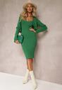 Set Verde din Tricot din 2 Piese Cardigan și Rochie Midi Liomina