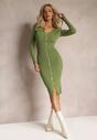 Rochie tricotata verde mulata cu nervuri Tritany