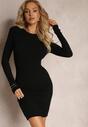 Rochie Neagră Mini Tricotată cu Textură Reiată și Croială Conică Theresia