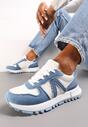 Biało-Niebieskie Klasyczne Sneakersy ze Wstawkami Bravise