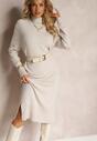 Rochie tip sacou midi gri deschis din tricot cu guler înalt Sarahtes