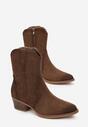 Cizme Maro Cowboy cu Broderie Delicată Verticale