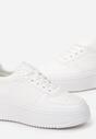 Białe Sneakersy przed Kostkę na Grubej Podeszwie Ameerana
