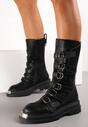 Botine Negre Plate Talpă Groasă Fermoar Curele Ajustabile Rimske