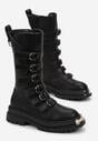 Botine Negre Plate Talpă Groasă Fermoar Curele Ajustabile Rimske