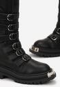 Botine Negre Plate Talpă Groasă Fermoar Curele Ajustabile Rimske