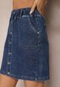 Niebieska Bawełniana Spódnica Mini z Jeansowej Tkaniny Zapinana na Guziki Olimpitta
