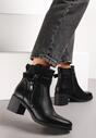 Botine negre cu fermoar și cataramă decorativă pe toc pătrat Manuelles