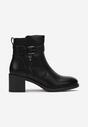 Botine negre cu fermoar și cataramă decorativă pe toc pătrat Manuelles
