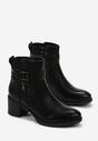 Botine negre cu fermoar și cataramă decorativă pe toc pătrat Manuelles