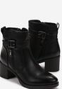 Botine negre cu fermoar și cataramă decorativă pe toc pătrat Manuelles