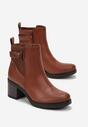 Botine maro cu toc și cataramă decorativă Otilie