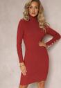 Czerwona Sukienka Dzianinowa z Golfem Ceallita