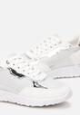 Białe Brokatowe Sneakersy z Metalicznymi Wstawkami Decima
