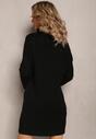 Czarna Mini Sukienka ze Sweterkowej Dzianiny z Szerokim Golfem i Ściągaczami Jilenma